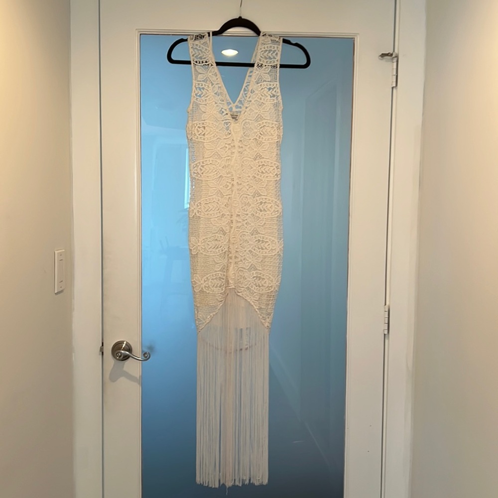 Miguelina exclusively for INTERMIX with crochet dress.